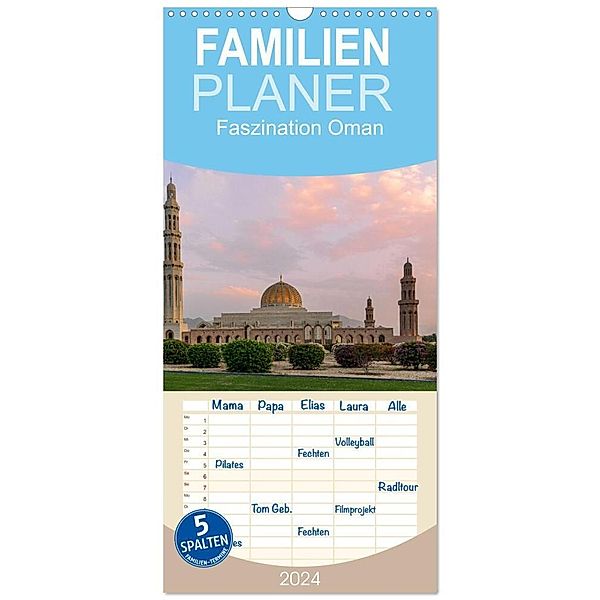 Familienplaner 2024 - Faszinierender Oman mit 5 Spalten (Wandkalender, 21 x 45 cm) CALVENDO, Thomas Riedel