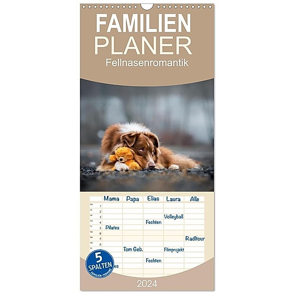 Familienplaner 2024 - Fellnasenromantik mit 5 Spalten (Wandkalender, 21 x 45 cm) CALVENDO, Bettina Dittmann