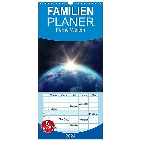 Familienplaner 2024 - Ferne Welten mit 5 Spalten (Wandkalender, 21 x 45 cm) CALVENDO, Markus Gann (magann)