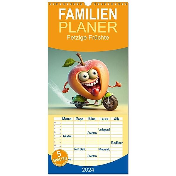 Familienplaner 2024 - Fetzige Früchte mit 5 Spalten (Wandkalender, 21 x 45 cm) CALVENDO, DigitalDreamweaver