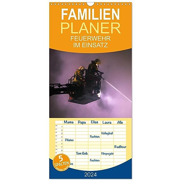 Familienplaner 2024 - FEUERWEHR IM EINSATZ mit 5 Spalten (Wandkalender, 21 x 45 cm) CALVENDO, Marcus Heinz