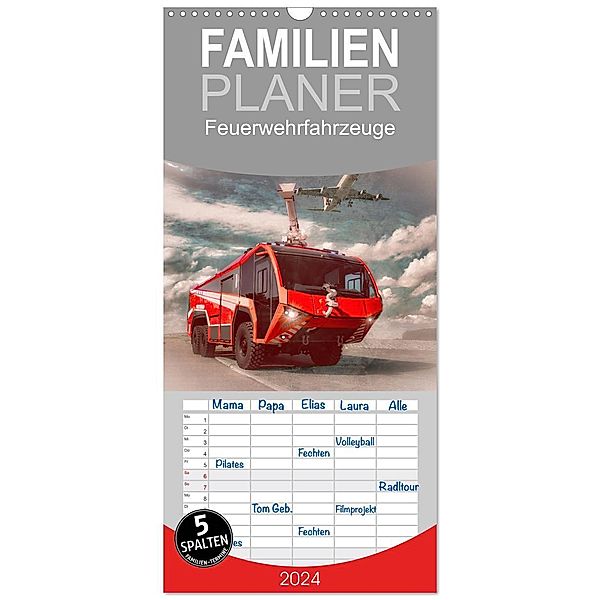 Familienplaner 2024 - Feuerwehrfahrzeuge mit 5 Spalten (Wandkalender, 21 x 45 cm) CALVENDO, Calvendo, MH CONNECT 112 / Marcus Heinz