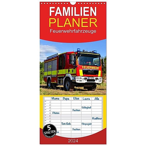 Familienplaner 2024 - Feuerwehrfahrzeuge mit 5 Spalten (Wandkalender, 21 x 45 cm) CALVENDO, MH Photoart & Medien / Marcus Heinz