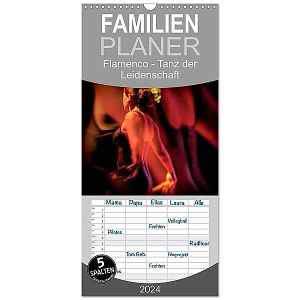 Familienplaner 2024 - Flamenco - Tanz der Leidenschaft mit 5 Spalten (Wandkalender, 21 x 45 cm) CALVENDO, Brigitte Dürr / Gabi Hampe