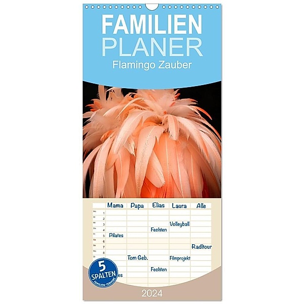 Familienplaner 2024 - Flamingo Zauber mit 5 Spalten (Wandkalender, 21 x 45 cm) CALVENDO, Marion Meyer - Stimmungsbilder1
