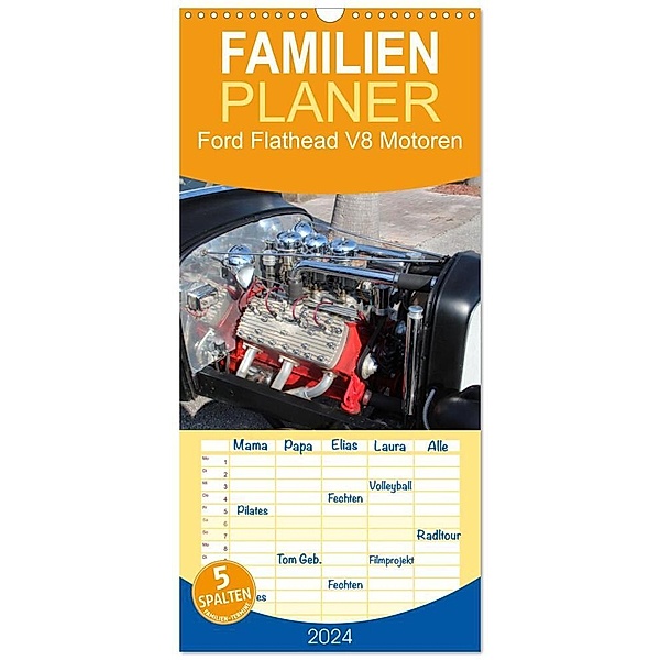 Familienplaner 2024 - Ford Flathead V8 Motoren mit 5 Spalten (Wandkalender, 21 x 45 cm) CALVENDO, Brühl, Michael Winkler (Miwi)