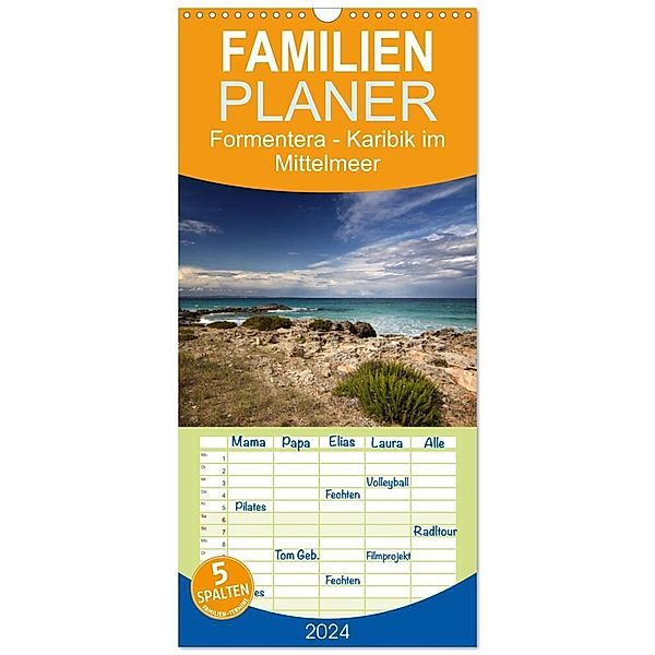 Familienplaner 2024 - Formentera - Karibik im Mittelmeer mit 5 Spalten (Wandkalender, 21 x 45 cm) CALVENDO, Thomas Deter