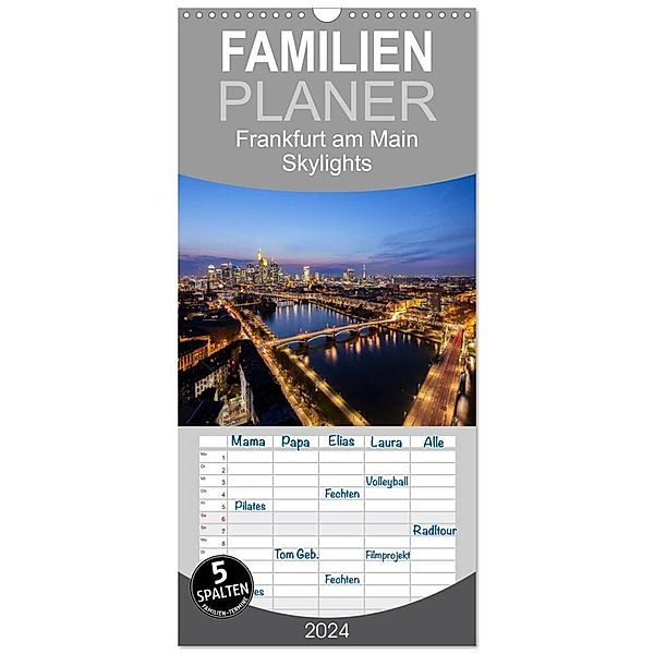 Familienplaner 2024 - Frankfurt am Main Skylights mit 5 Spalten (Wandkalender, 21 x 45 cm) CALVENDO, Markus Pavlowsky Photography