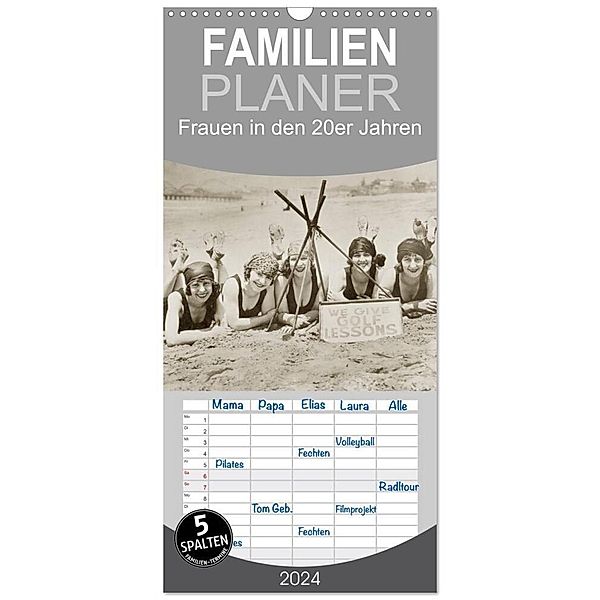 Familienplaner 2024 - Frauen in den 20er Jahren mit 5 Spalten (Wandkalender, 21 x 45 cm) CALVENDO, Timeline Images