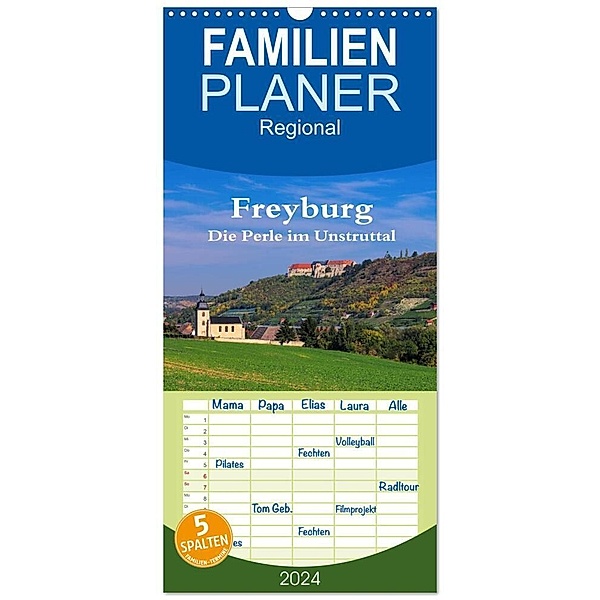 Familienplaner 2024 - Freyburg - Die Perle im Unstruttal mit 5 Spalten (Wandkalender, 21 x 45 cm) CALVENDO, LianeM