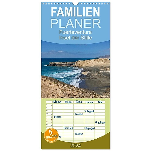 Familienplaner 2024 - Fuerteventura, Insel der Stille mit 5 Spalten (Wandkalender, 21 x 45 cm) CALVENDO, Michael Friedchen