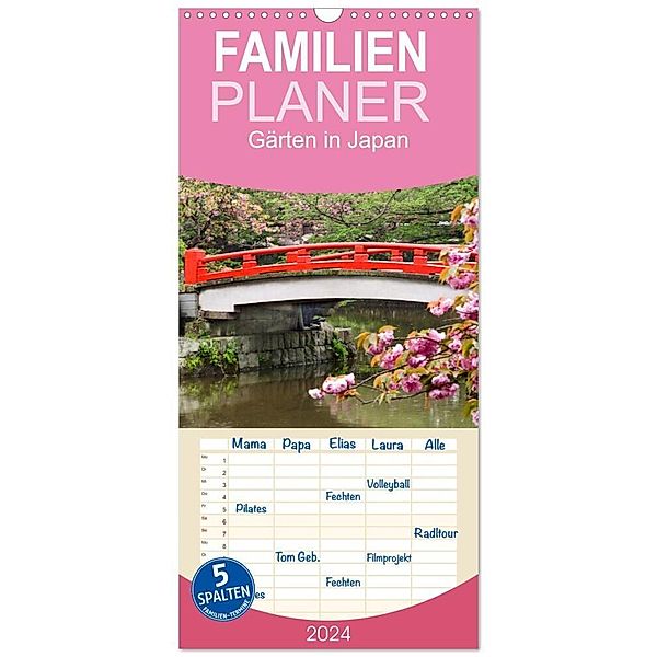 Familienplaner 2024 - Gärten in Japan mit 5 Spalten (Wandkalender, 21 x 45 cm) CALVENDO, Tatjana Balzer