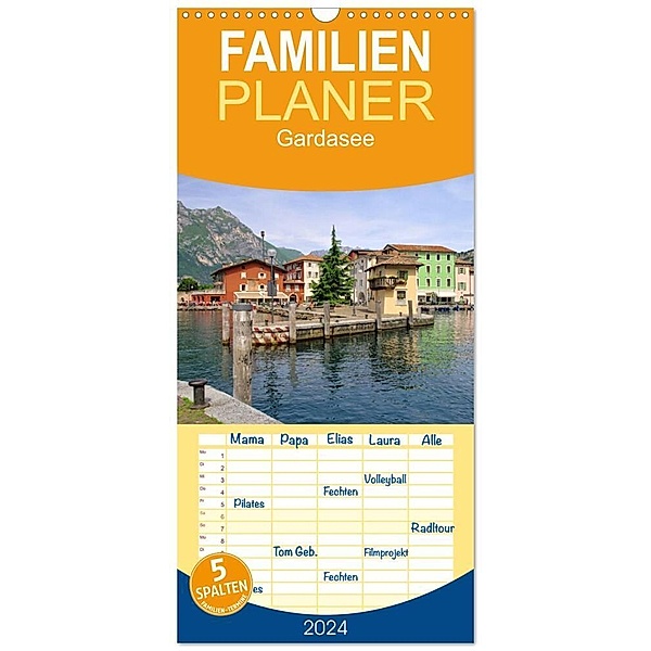 Familienplaner 2024 - Gardasee mit 5 Spalten (Wandkalender, 21 x 45 cm) CALVENDO, LianeM