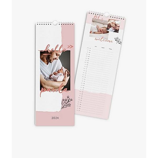 Familienplaner 2024 gestalten mit eigenen Fotos (15 x 40 cm) im Design Hello Baby