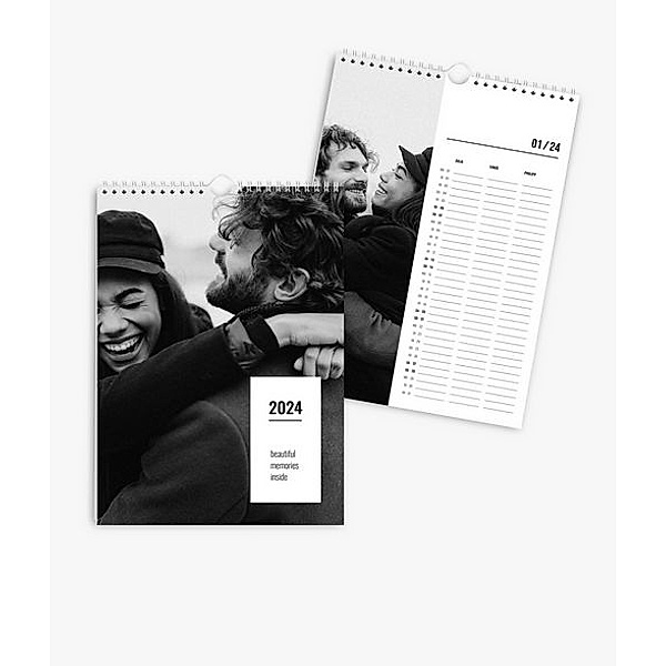 Familienplaner 2024 gestalten mit eigenen Fotos (A4 hoch) im Design Black and White