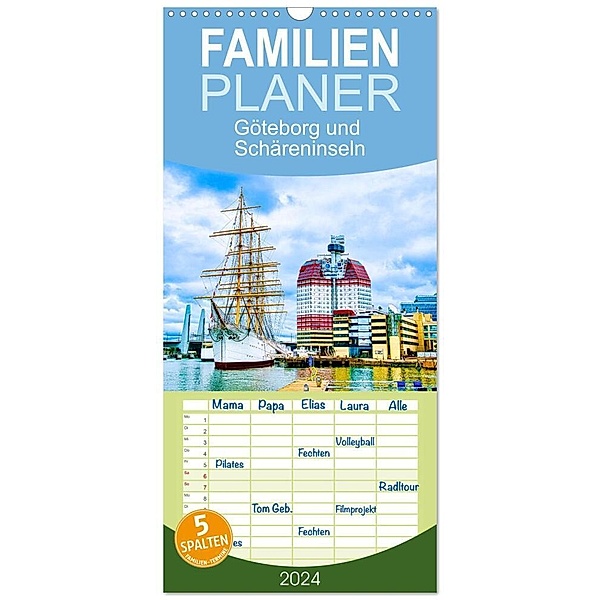 Familienplaner 2024 - Göteborg und Schäreninseln mit 5 Spalten (Wandkalender, 21 x 45 cm) CALVENDO, Solveig Rogalski