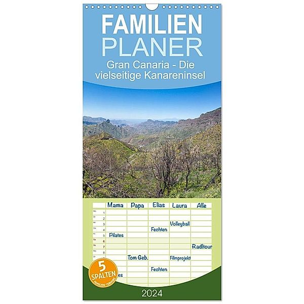 Familienplaner 2024 - Gran Canaria - Die vielseitige Kanareninsel mit 5 Spalten (Wandkalender, 21 x 45 cm) CALVENDO, pixs:sell