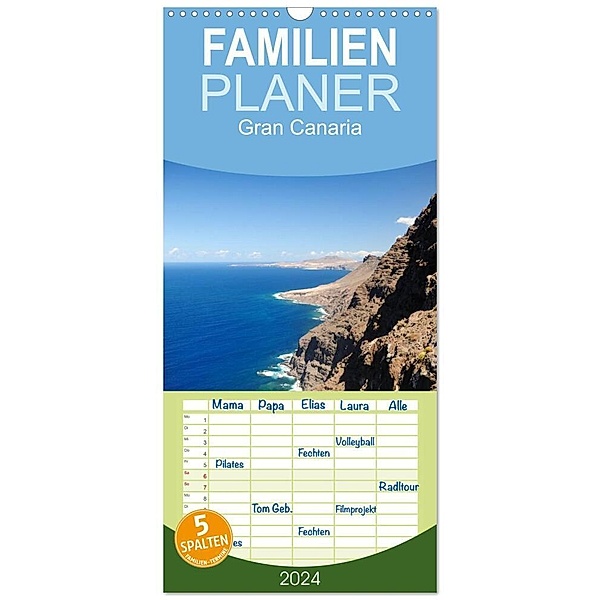 Familienplaner 2024 - Gran Canaria mit 5 Spalten (Wandkalender, 21 x 45 cm) CALVENDO, Photography PM
