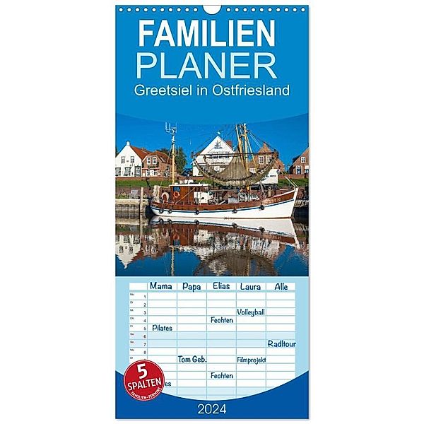 Familienplaner 2024 - Greetsiel in Ostfriesland mit 5 Spalten (Wandkalender, 21 x 45 cm) CALVENDO, Dietmar Scherf