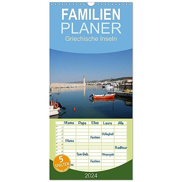 Familienplaner 2024 - Griechische Inseln mit 5 Spalten (Wandkalender, 21 x 45 cm) CALVENDO, Peter Schneider