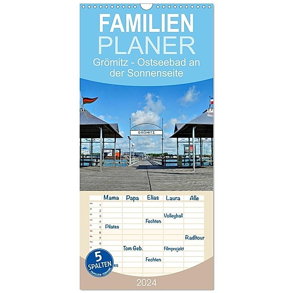 Familienplaner 2024 - Grömitz - Ostseebad an der Sonnenseite mit 5 Spalten (Wandkalender, 21 x 45 cm) CALVENDO, Nordbilder