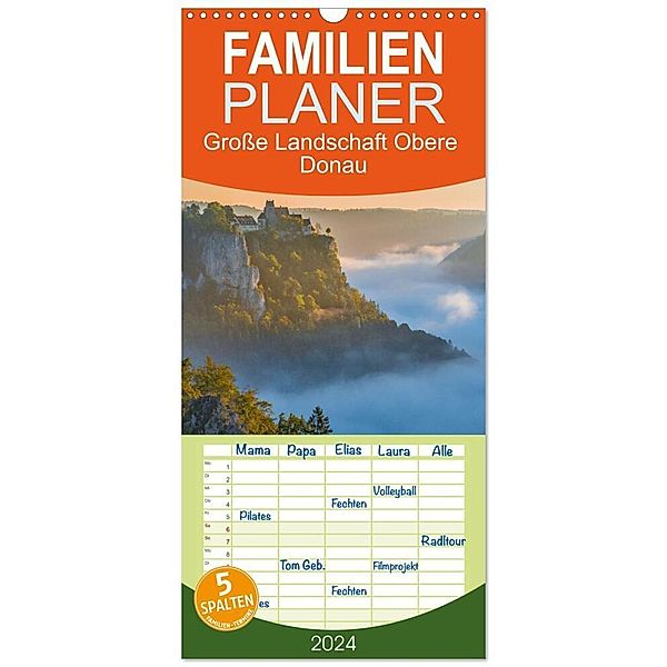 Familienplaner 2024 - Große Landschaft Obere Donau mit 5 Spalten (Wandkalender, 21 x 45 cm) CALVENDO, Andreas Beck