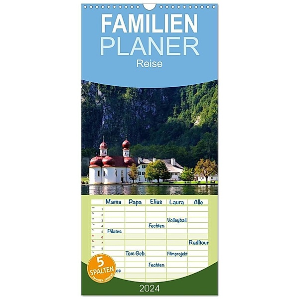 Familienplaner 2024 - Grüß Gott am Königssee mit 5 Spalten (Wandkalender, 21 x 45 cm) CALVENDO, Dieter-M. Wilczek