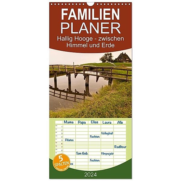 Familienplaner 2024 - Hallig Hooge - zwischen Himmel und Erde mit 5 Spalten (Wandkalender, 21 x 45 cm) CALVENDO, Jürgen Lüftner