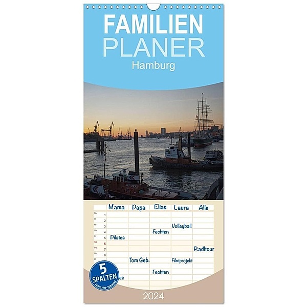 Familienplaner 2024 - Hamburg mit 5 Spalten (Wandkalender, 21 x 45 cm) CALVENDO, Billermoker