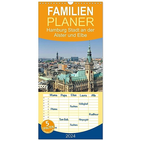 Familienplaner 2024 - Hamburg Stadt an der Alster und Elbe mit 5 Spalten (Wandkalender, 21 x 45 cm) CALVENDO, Andreas Voigt
