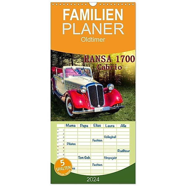 Familienplaner 2024 - Hansa 1700 Cabrio mit 5 Spalten (Wandkalender, 21 x 45 cm) CALVENDO, Peter Roder