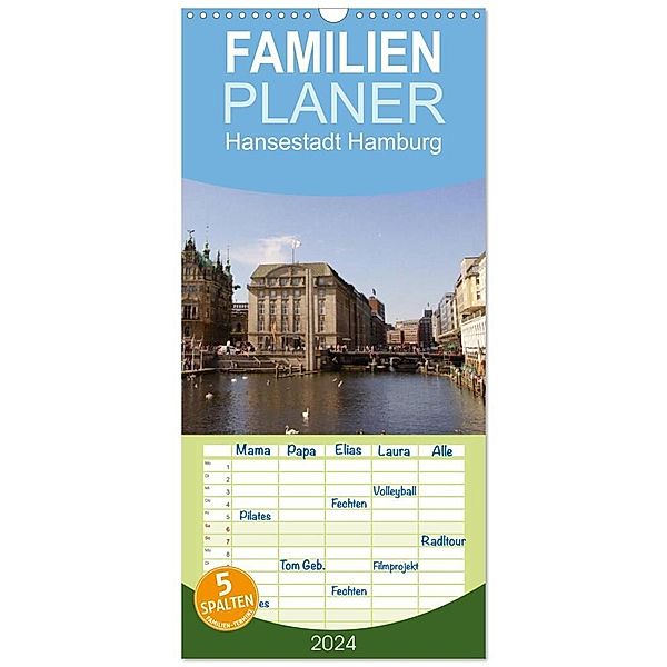 Familienplaner 2024 - Hansestadt Hamburg mit 5 Spalten (Wandkalender, 21 x 45 cm) CALVENDO, Kattobello