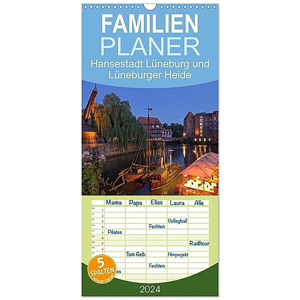 Familienplaner 2024 - Hansestadt Lüneburg und Lüneburger Heide mit 5 Spalten (Wandkalender, 21 x 45 cm) CALVENDO, Siegfried Kuttig