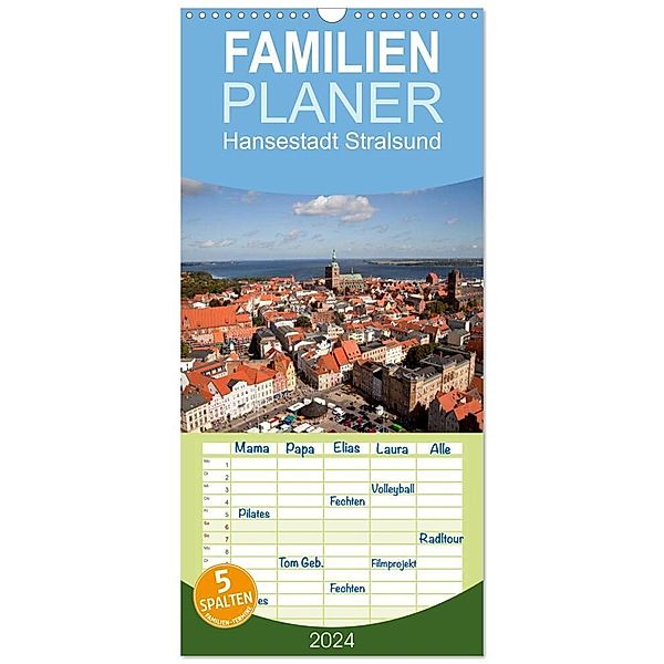 Familienplaner 2024 - Hansestadt Stralsund mit 5 Spalten (Wandkalender, 21 x 45 cm) CALVENDO, Peter Schickert