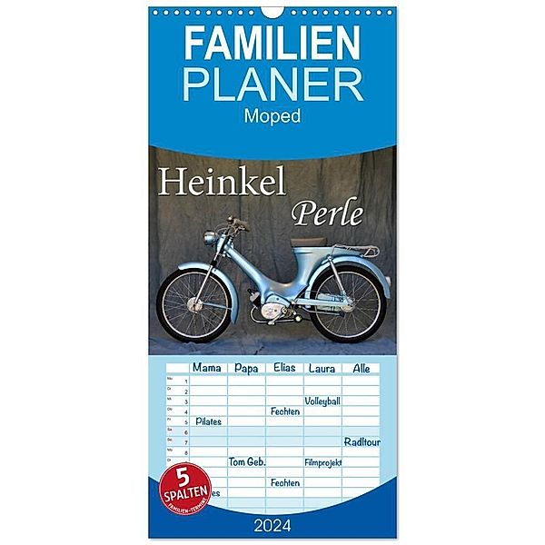Familienplaner 2024 - Heinkel Perle mit 5 Spalten (Wandkalender, 21 x 45 cm) CALVENDO, Ingo Laue