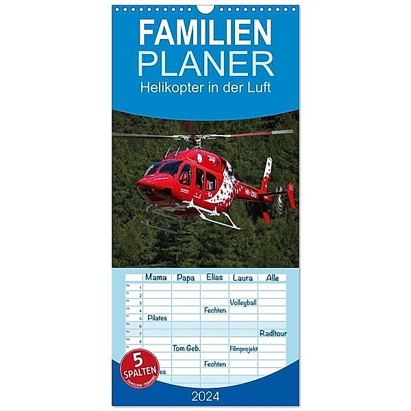 Familienplaner 2024 - Helikopter in der Luft mit 5 Spalten (Wandkalender, 21 x 45 cm) CALVENDO, Matthias Hansen