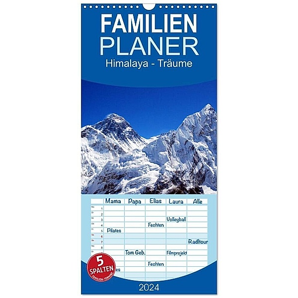 Familienplaner 2024 - Himalaya - Träume mit 5 Spalten (Wandkalender, 21 x 45 cm) CALVENDO, Andreas Prammer