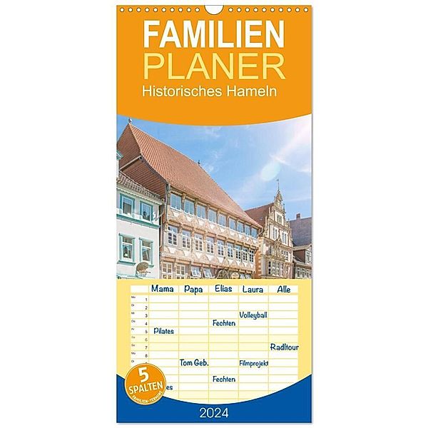 Familienplaner 2024 - Historisches Hameln mit 5 Spalten (Wandkalender, 21 x 45 cm) CALVENDO, pixs:sell