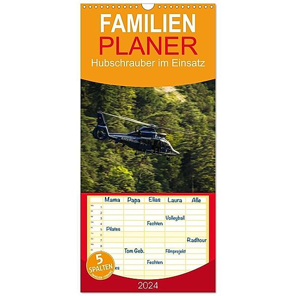 Familienplaner 2024 - Hubschrauber im Einsatz mit 5 Spalten (Wandkalender, 21 x 45 cm) CALVENDO, Heinrich Schnell