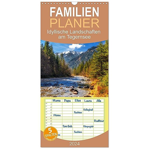 Familienplaner 2024 - Idyllische Landschaften am Tegernsee mit 5 Spalten (Wandkalender, 21 x 45 cm) CALVENDO, Calvendo, Tom-Pic-Art