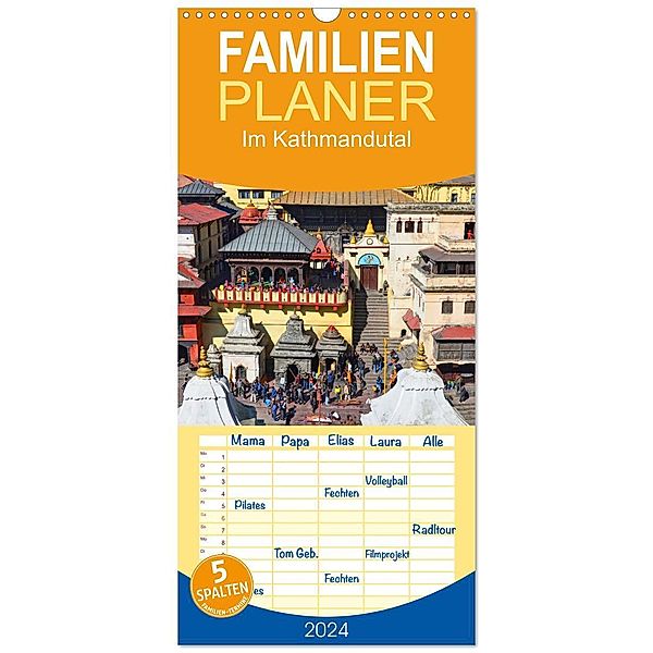 Familienplaner 2024 - Im Kathmandutal mit 5 Spalten (Wandkalender, 21 x 45 cm) CALVENDO, Calvendo, Ulrich Senff
