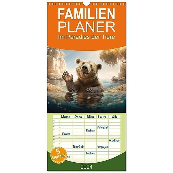 Familienplaner 2024 - Im Paradies der Tiere mit 5 Spalten (Wandkalender, 21 x 45 cm) CALVENDO, Daniel Rohr