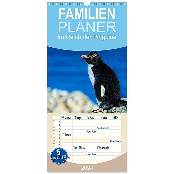 Familienplaner 2024 - Im Reich der Pinguine mit 5 Spalten (Wandkalender, 21 x 45 cm) CALVENDO, Hans-Gerhard Pfaff