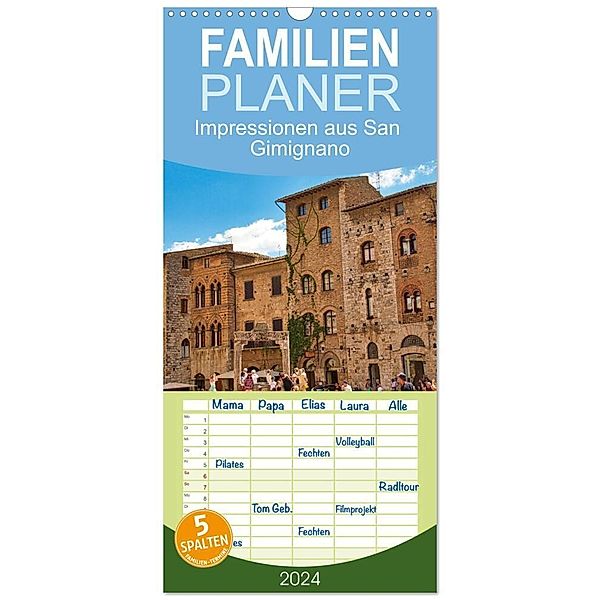 Familienplaner 2024 - Impressionen aus San Gimignano mit 5 Spalten (Wandkalender, 21 x 45 cm) CALVENDO, Jessica Meisenzahl