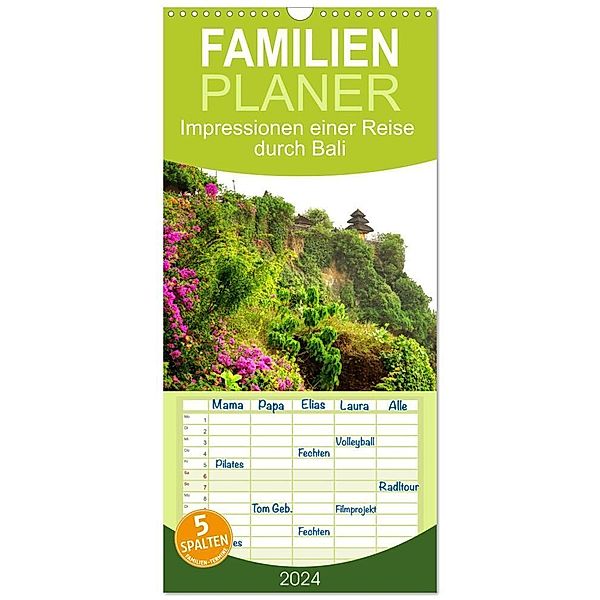 Familienplaner 2024 - Impressionen einer Reise durch Bali mit 5 Spalten (Wandkalender, 21 x 45 cm) CALVENDO, Bianca Schumann