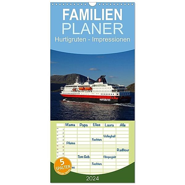 Familienplaner 2024 - Impressionen von Norwegen entlang der Hurtigruten mit 5 Spalten (Wandkalender, 21 x 45 cm) CALVENDO, Kattobello