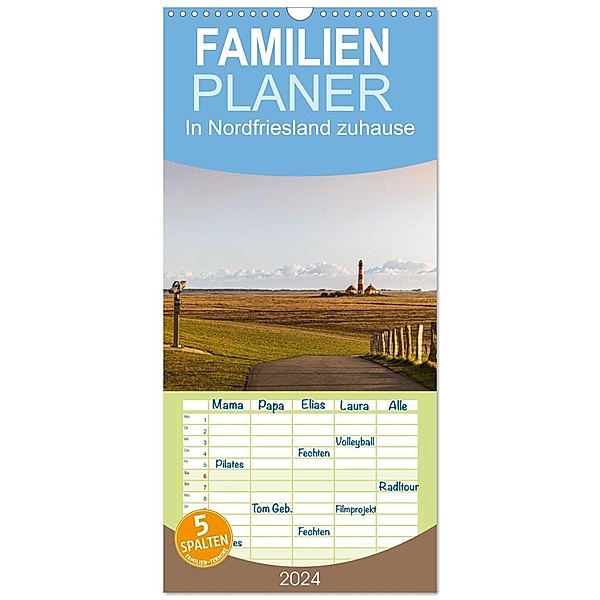 Familienplaner 2024 - In Nordfriesland zuhause mit 5 Spalten (Wandkalender, 21 x 45 cm) CALVENDO, Annett Mirsberger