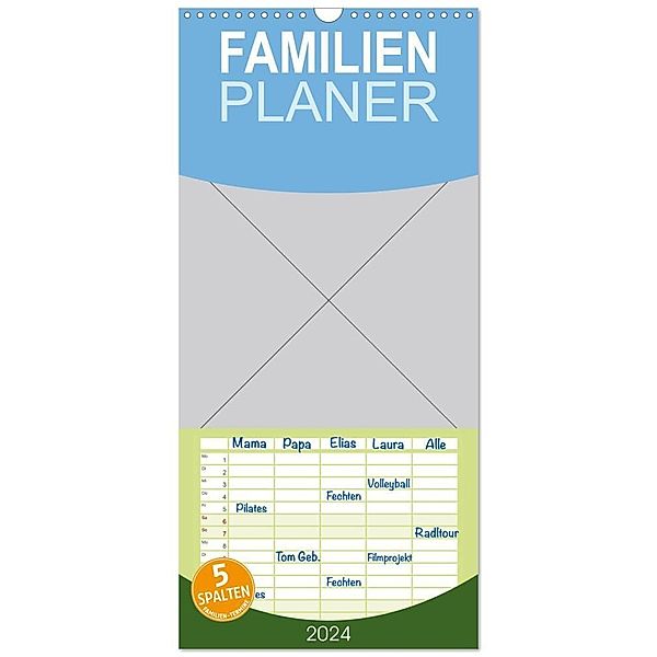 Familienplaner 2024 - indexseite ECO test mit 5 Spalten (Wandkalender, 21 x 45 cm) CALVENDO, indexseite ECO test