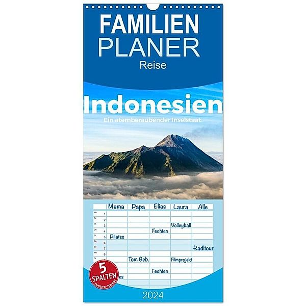 Familienplaner 2024 - Indonesien - Ein atemberaubender Inselstaat. mit 5 Spalten (Wandkalender, 21 x 45 cm) CALVENDO, M. Scott