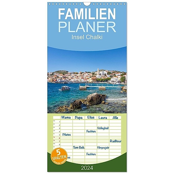 Familienplaner 2024 - Insel Chalki mit 5 Spalten (Wandkalender, 21 x 45 cm) CALVENDO, Stefan O. Schüller und Elke Schüller